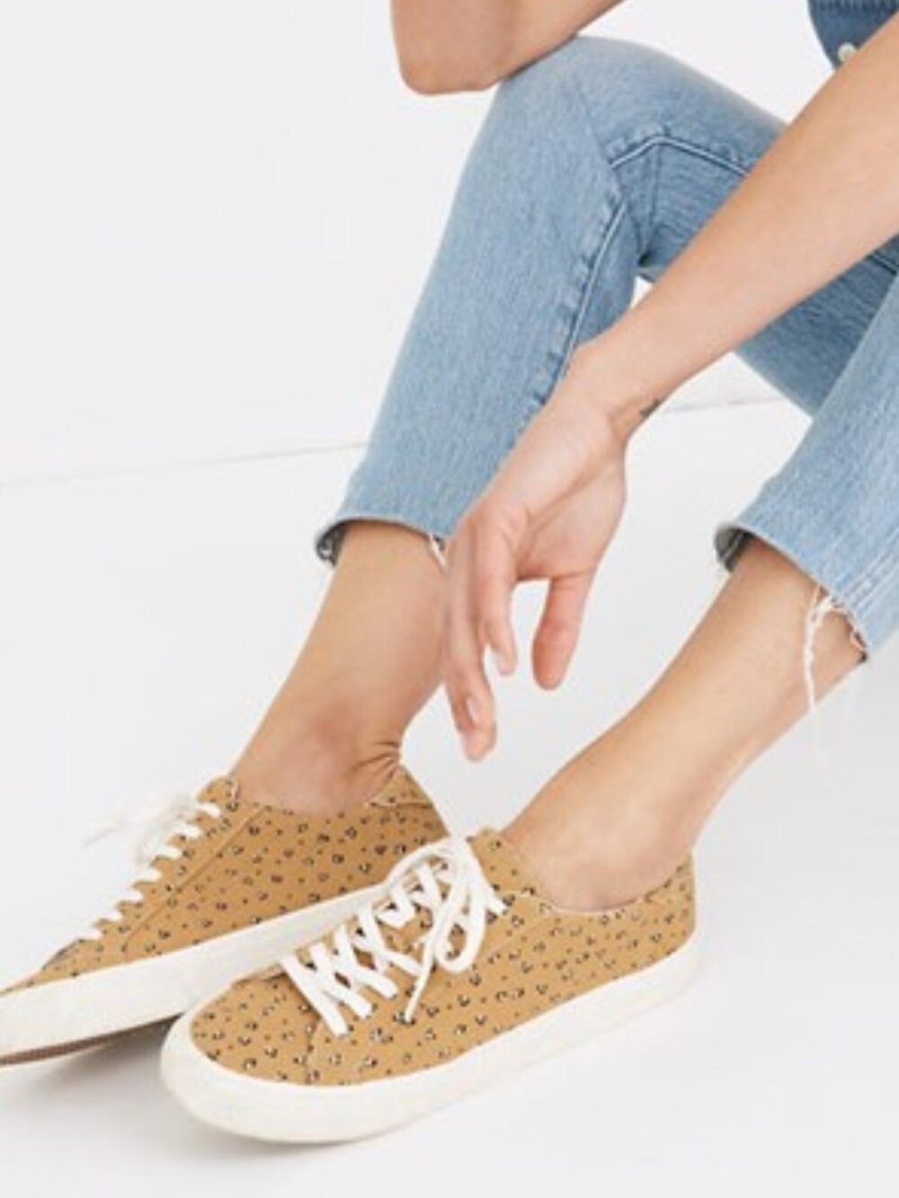 Madewell Sidewalk Low Top Sneakers Lace Up Mini Leopard Print Size 9 NEW